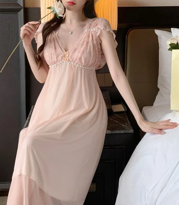 Retro Coquette Sleeveless Sleepwear Night Dress