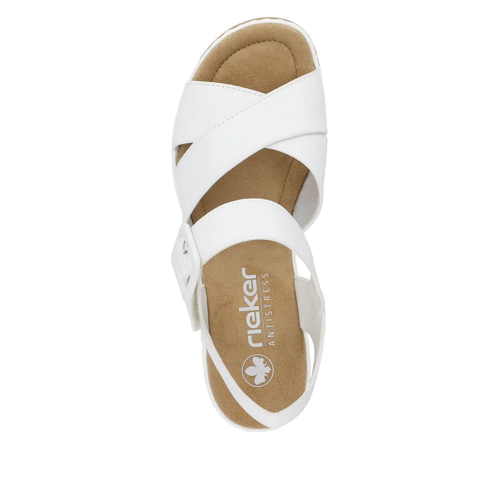 Rieker 67463-80 Alabama White Wedge Sandals