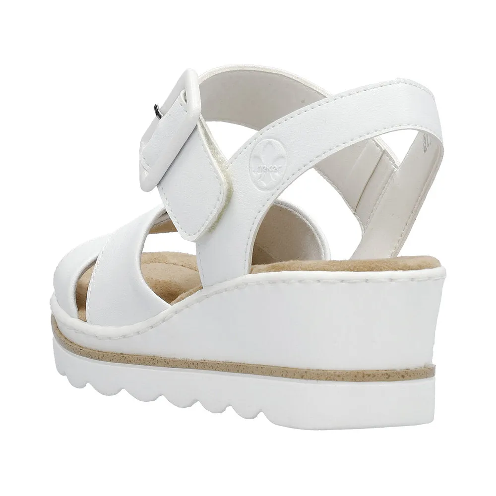 Rieker 67463-80 Alabama White Wedge Sandals