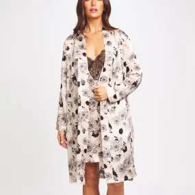 Silk Robe Mid Length - Peony