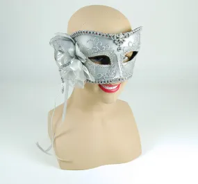 Silver Mask with Rose Side Decorations