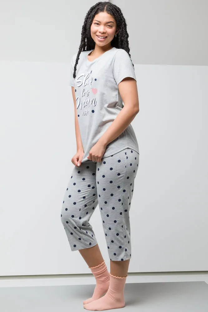 Sleep Less Dream More Capri Pyjamas Grey