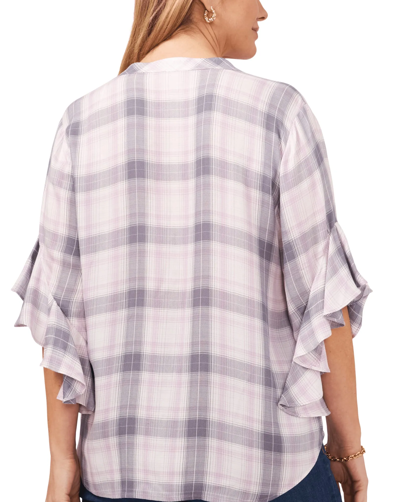 Stella Plaid Blouse | SOFT IRIS