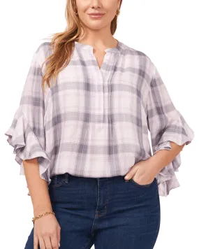 Stella Plaid Blouse | SOFT IRIS