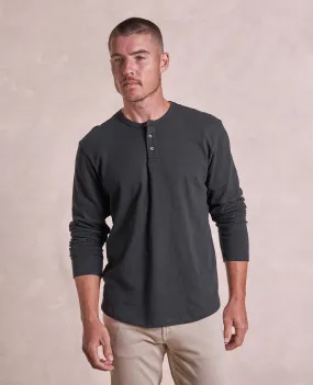 The Knox - Distressed LS Henley - Black