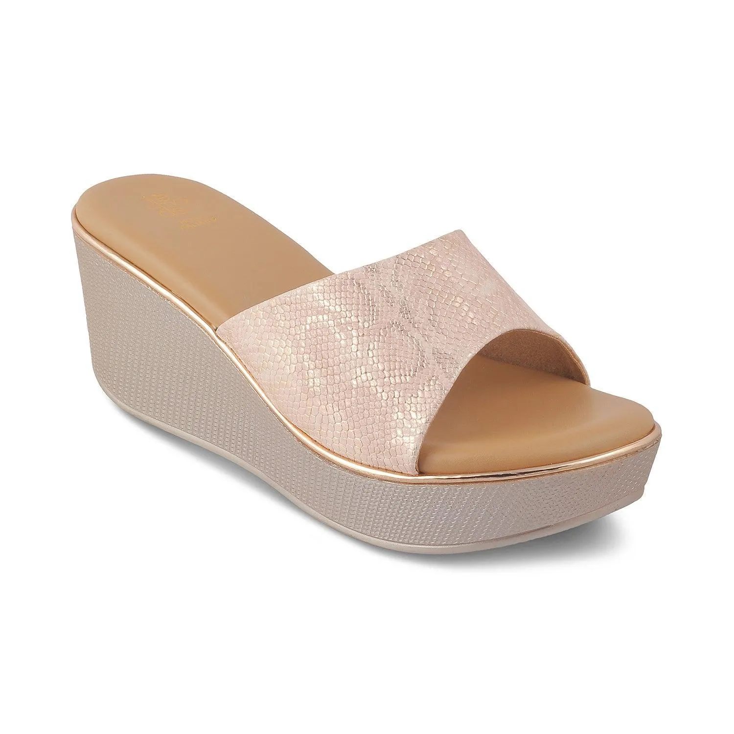 The Samantha Champagne Women's Dress Wedge Sandals Tresmode