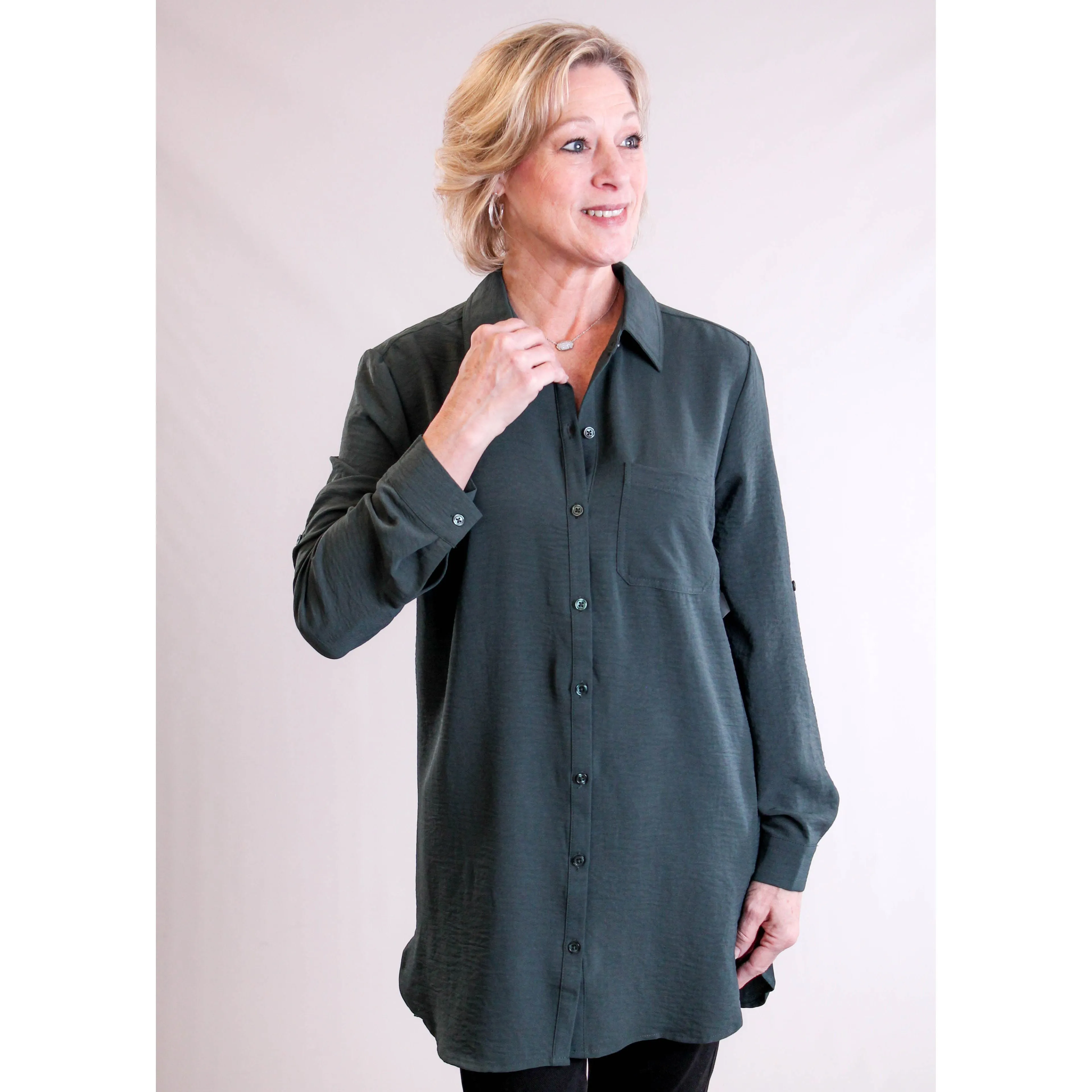 Tribal Sportswear Roll Up Sleeve Tunic Shirt