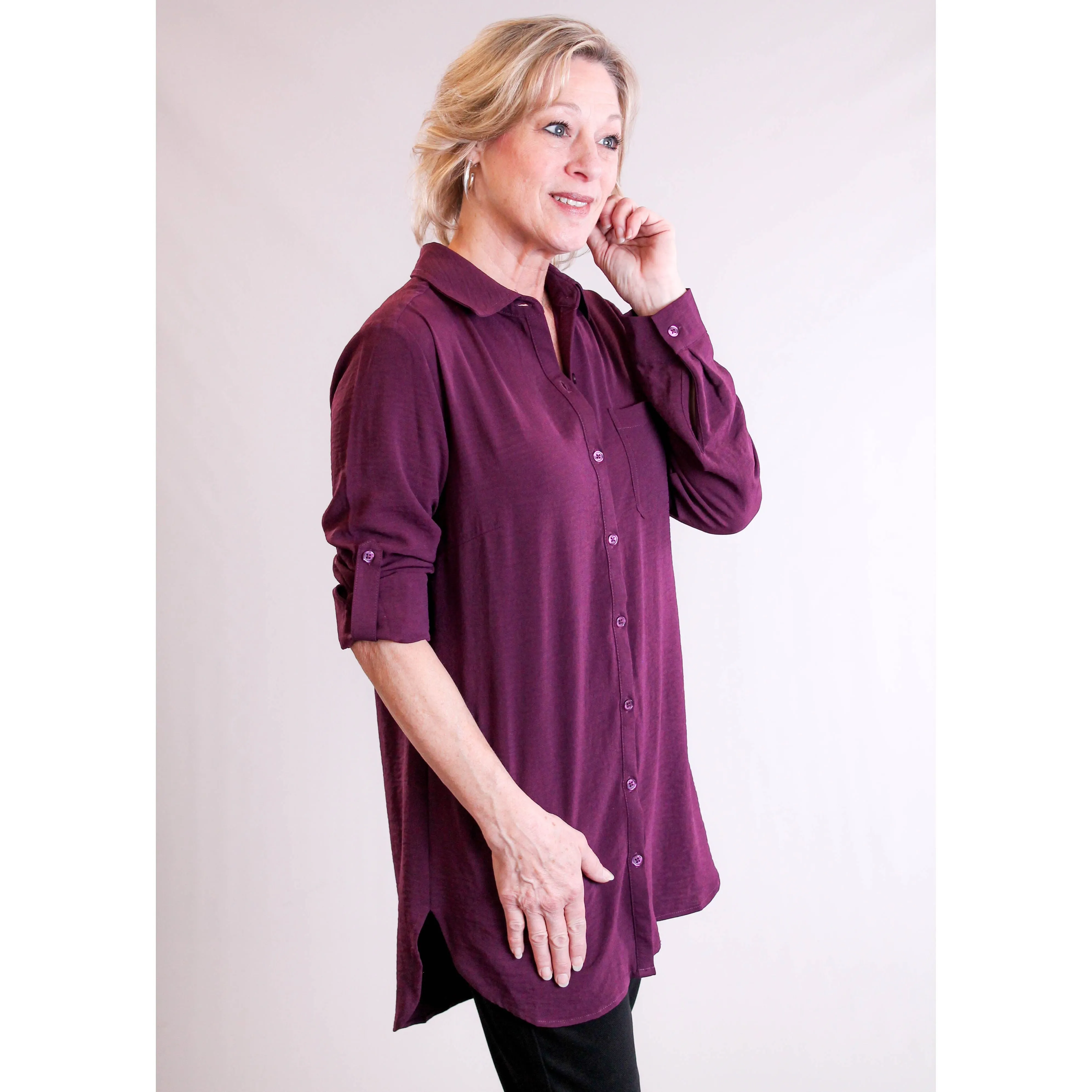 Tribal Sportswear Roll Up Sleeve Tunic Shirt