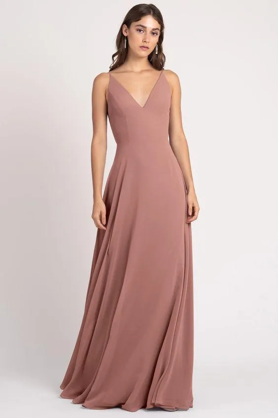 V-Neck BlushPink Evening Gown