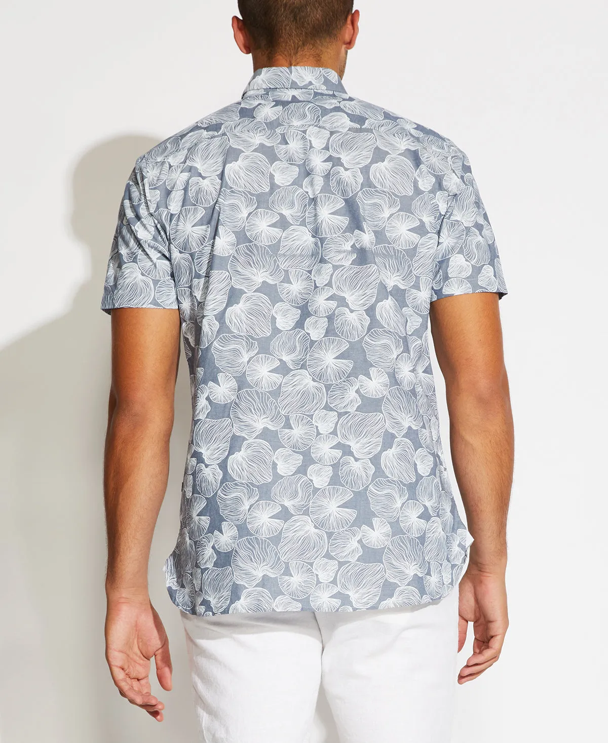 Whittier Printed Linen Blend Shirt (Dark Slate)