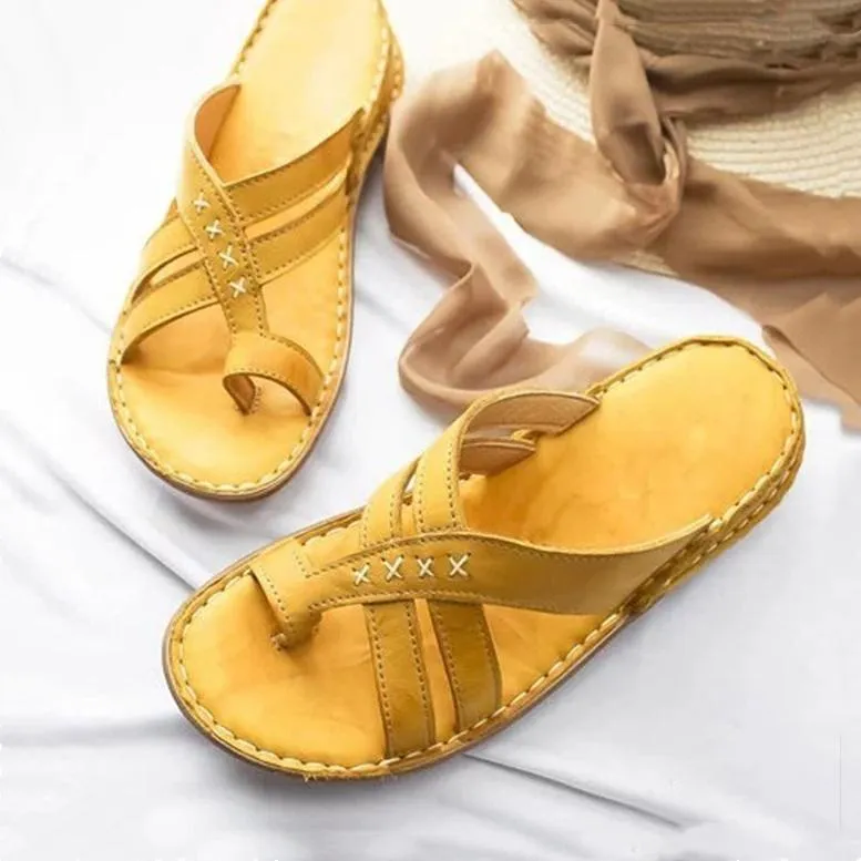 Women summer casual wedge peep toe slide sandals