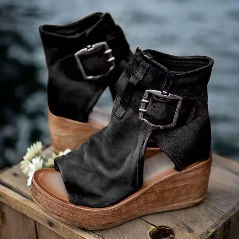 Women summer new fashion high top platform wedge boot sandals