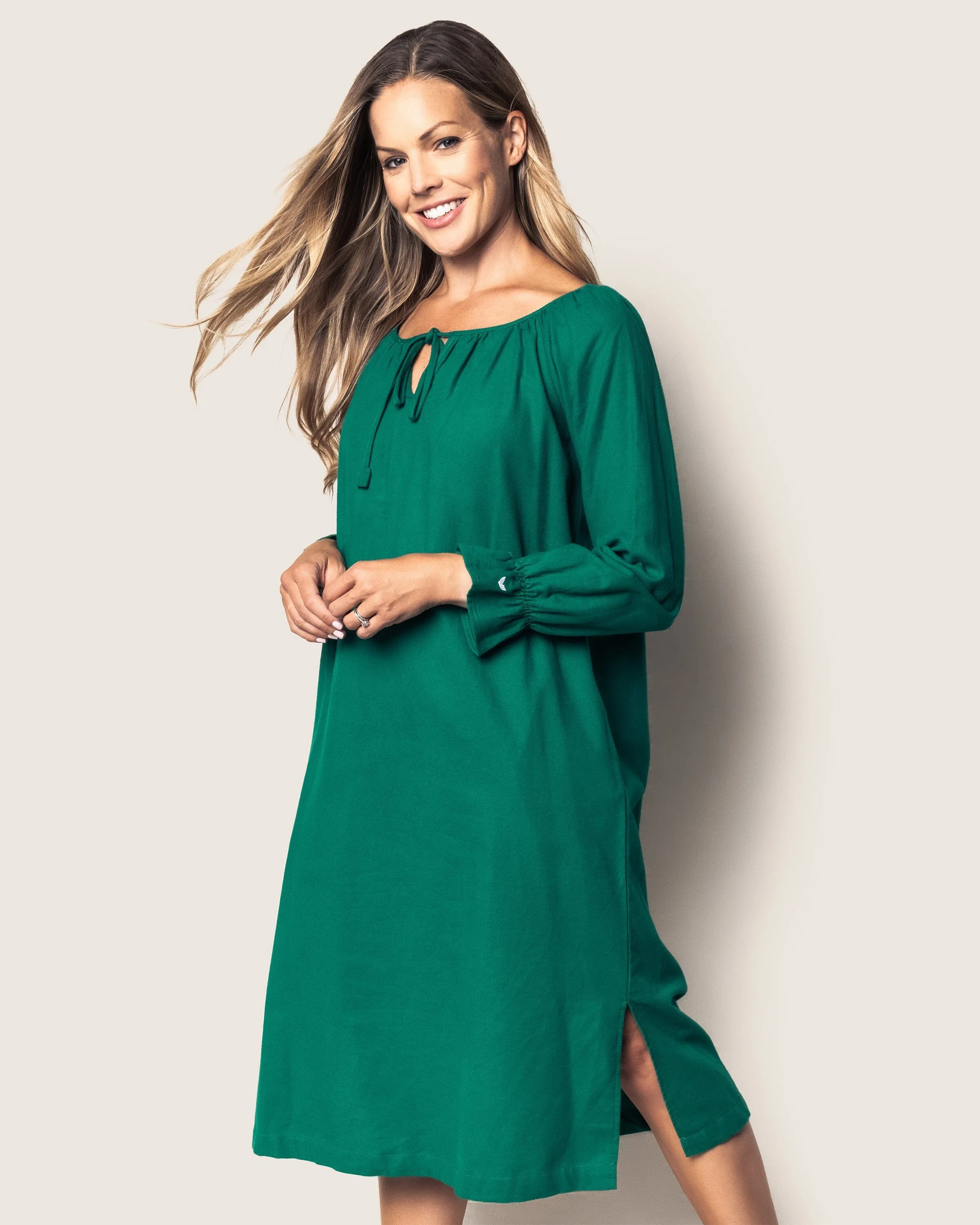 Women's Green Flannel Delphine Nightgown